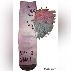 Girls’ Born To Sparkle Unicorn 3D Socks New